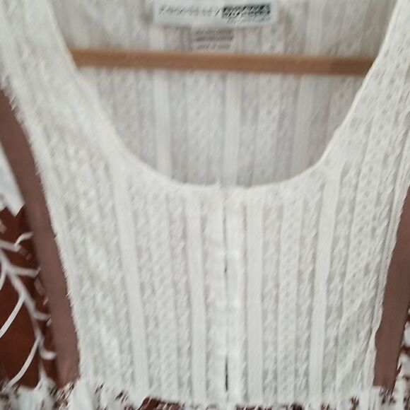 White and brown summer dress. Size M. 100% cotton. - Picture 2 of 3